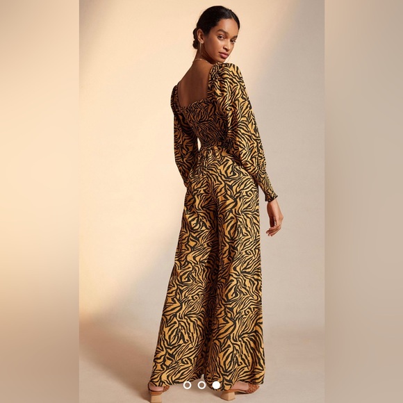 Anthropologie Kachel x Anthro Tiger Striped Wide Leg Jumpsuit,GUC,Size-2 - Picture 3 of 14